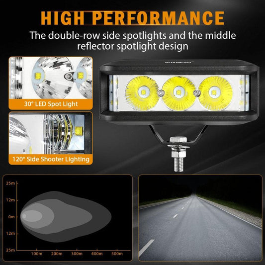 R5 série | 5″ 68 W blanc carré éclairage latéral faisceau longue portée Projecteurs LED compacts Barres LED – vue 2