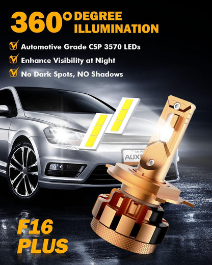 H4/9003 Ampoules de phare LED 70W 18000LM F-16 Plus série Brightest 6000K blanc froid – 2 ampoules – vue 2 – NOVADOMIO