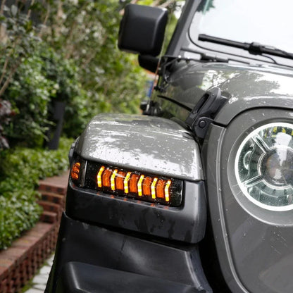 Upgraded extensions d’ailes feux, LED séquentiel clignotant clignotant avec DRL pour Jeep Wrangler JL Gladiator JT – vue 8