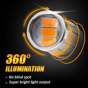 T25 3157 3156 Ampoules LED pour clignotants avant/arrière et feux latéraux 20W 4000LM 3500K orange 33LED série – 2 ampoules