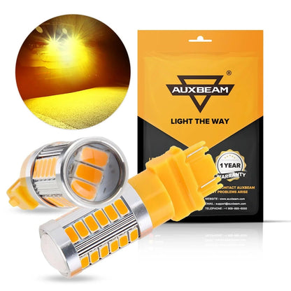 T25 3157 3156 Ampoules LED pour clignotants avant/arrière et feux latéraux 20W 4000LM 3500K orange 33LED série – 2 ampoules