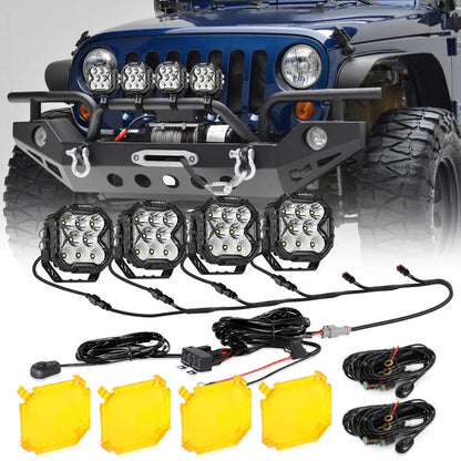 CUBE-Z série 4″ Projecteurs LED compacts tout-terrain avec blanc DRL & feux clignotants orange – vue 26 – NOVADOMIO