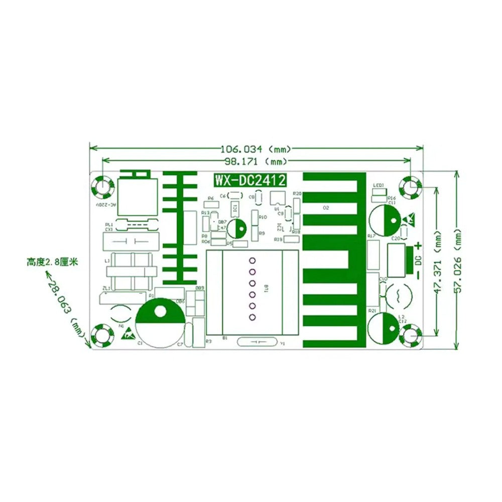 Alimentation à découpage 100 W 12 V 8 A AC à DC, carte nue – module de commutation d'alimentation AC-DC – vue 2