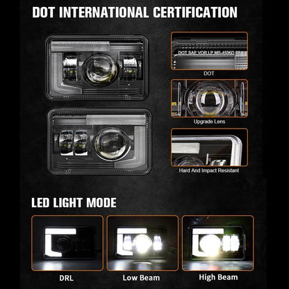 4×6″ DOT optique scellée phares LED avec DRL pour Peterbilt Kenworth Freightinger Ford Chevrolet – vue 2 – NOVADOMIO