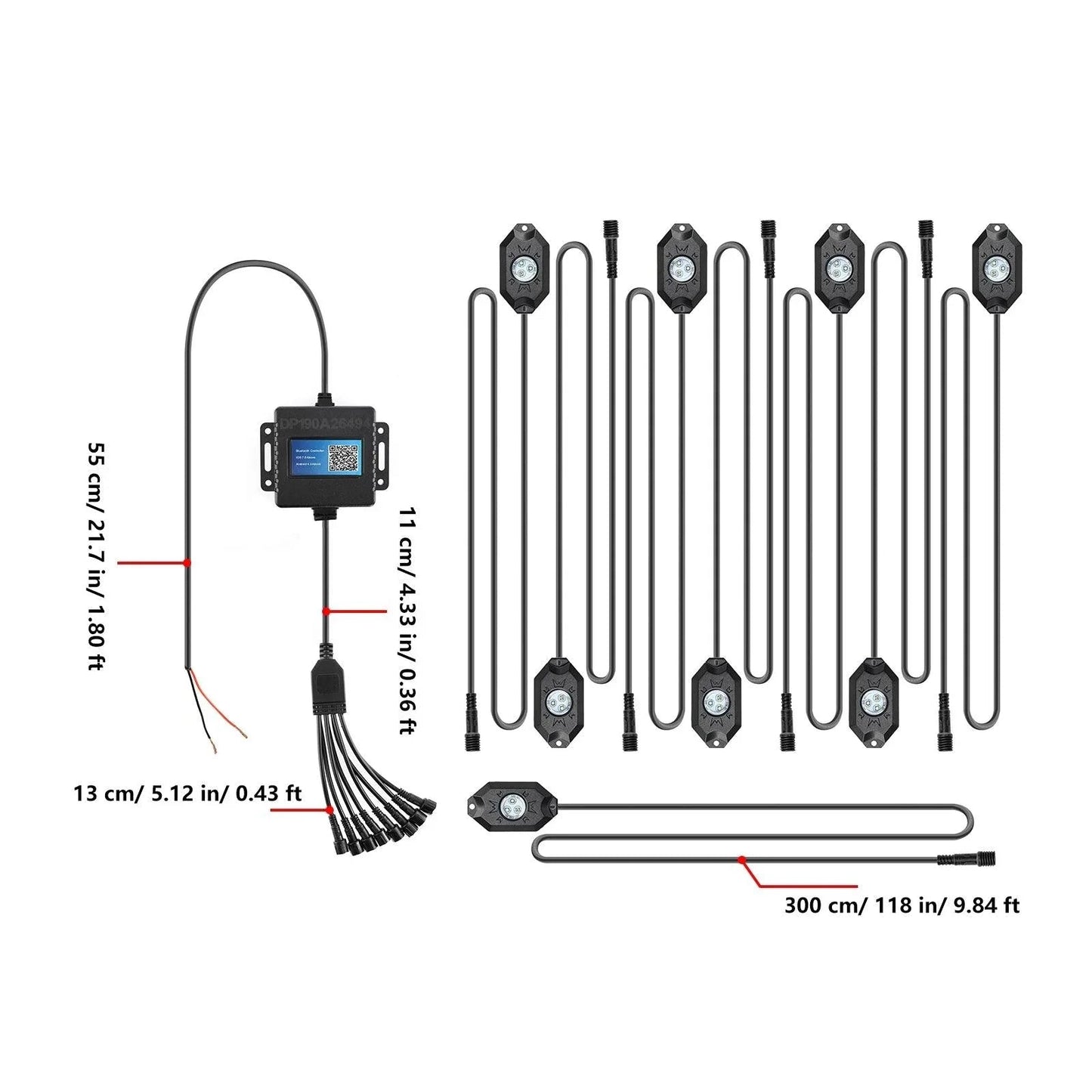 RGB LED Rock Light Set avec Bluetooth Controller pour ATV UTV – vue 10