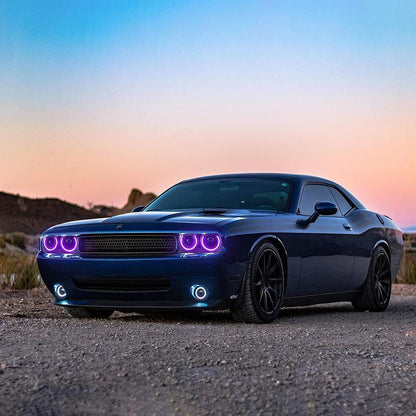 LED bloc optique avant RGB Style projecteur double faisceau noir pour 2008–2014 Dodge Challenger 3th Gen Pre-Facelift – vue 8
