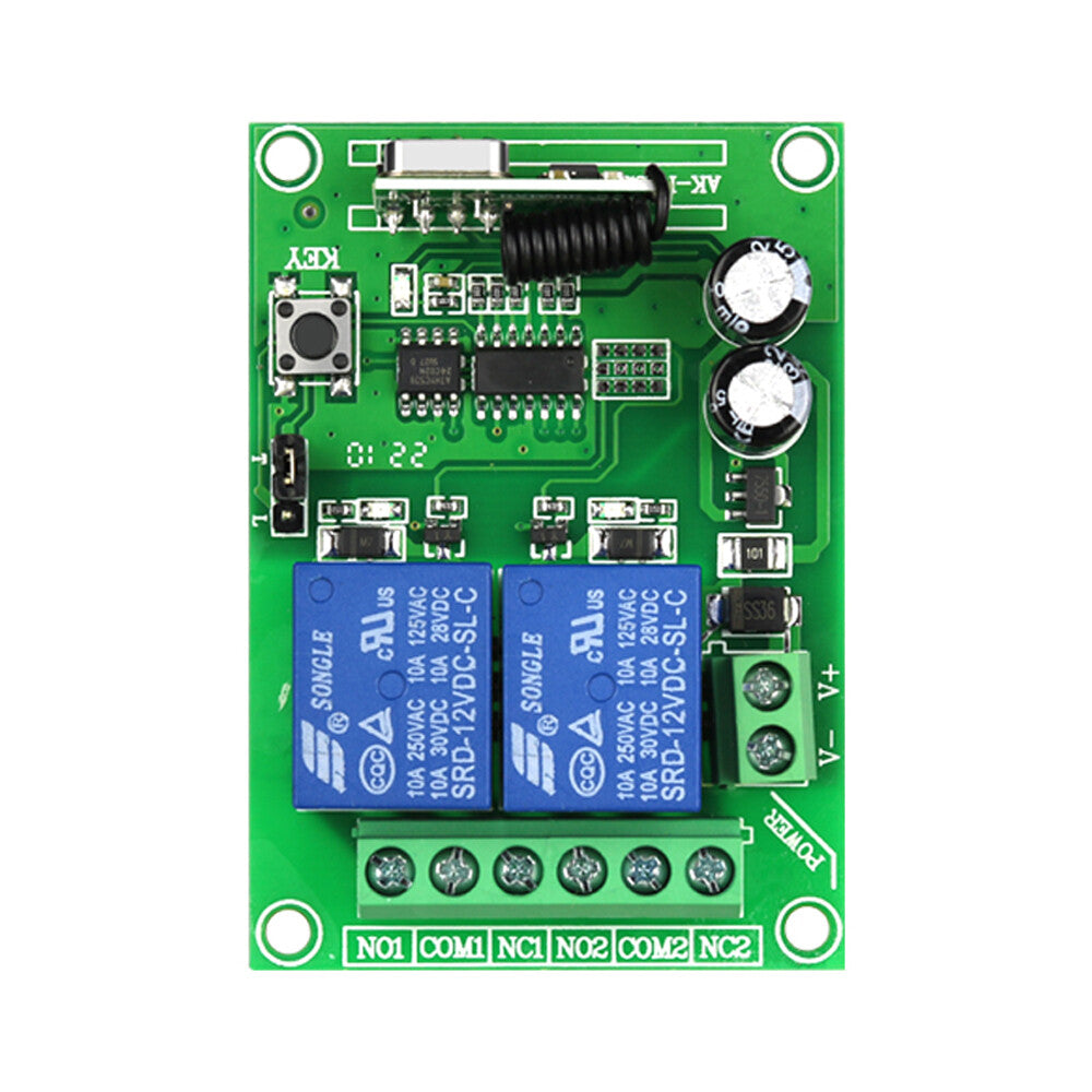 Récepteur de relais sans fil de télécommande RF universelle d'apprentissage à 2 canaux DC12 V – vue 3