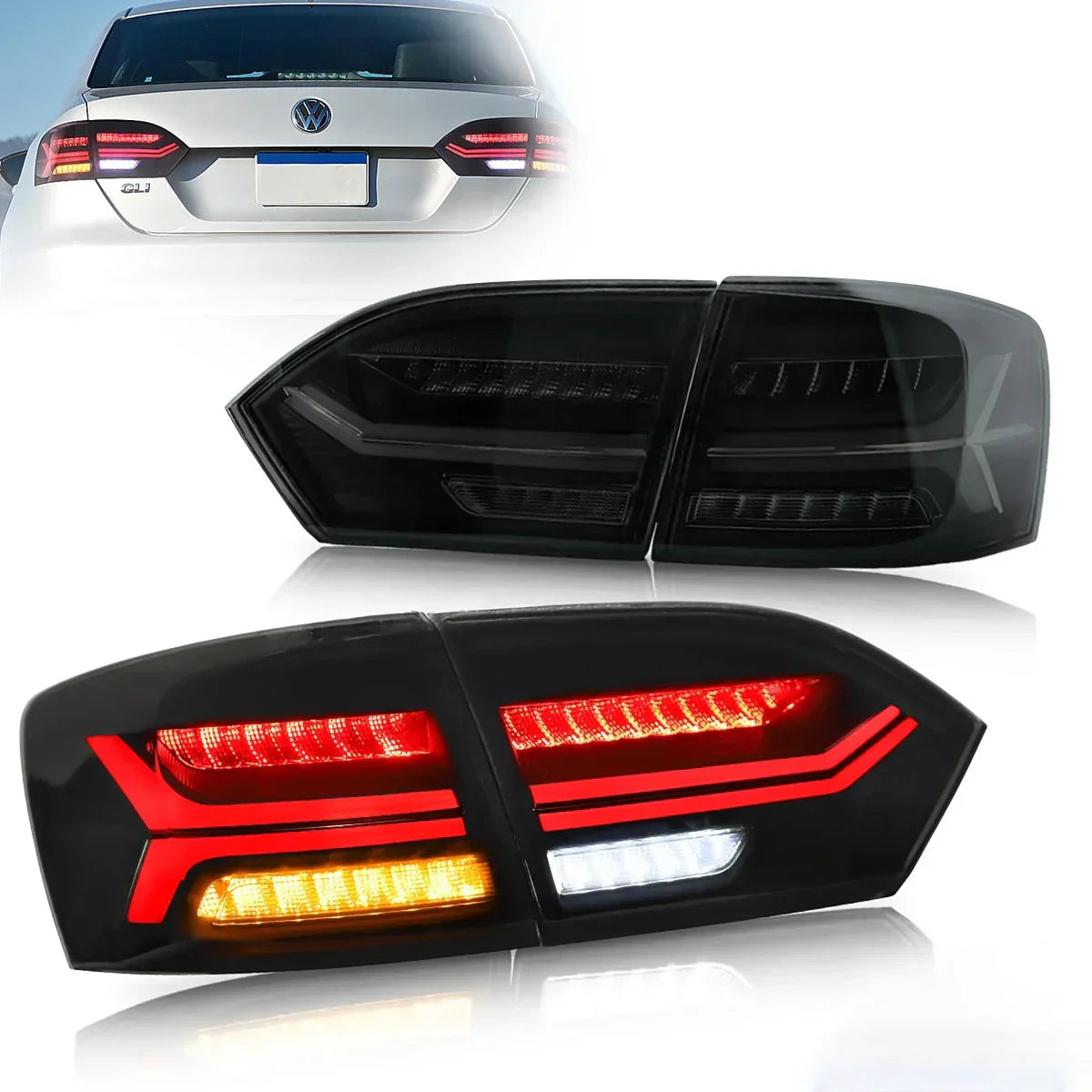LED bloc de feux arrière avec Full LED Sequential clignotant pour 2011-2014 Volkswagen Jetta/Sagitar 6th Gen (A6)
