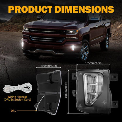 45 W LED antibrouillards avec DRL pour 2016–2018 Chevrolet Silverado 1500 – vue 8 – NOVADOMIO