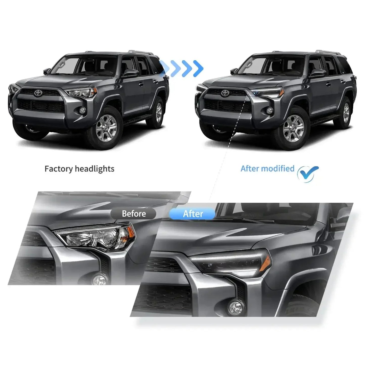 LED bloc optique avant 4Pcs Projector Upgrade pour 2014-2024 Toyota 4Runner – vue 6