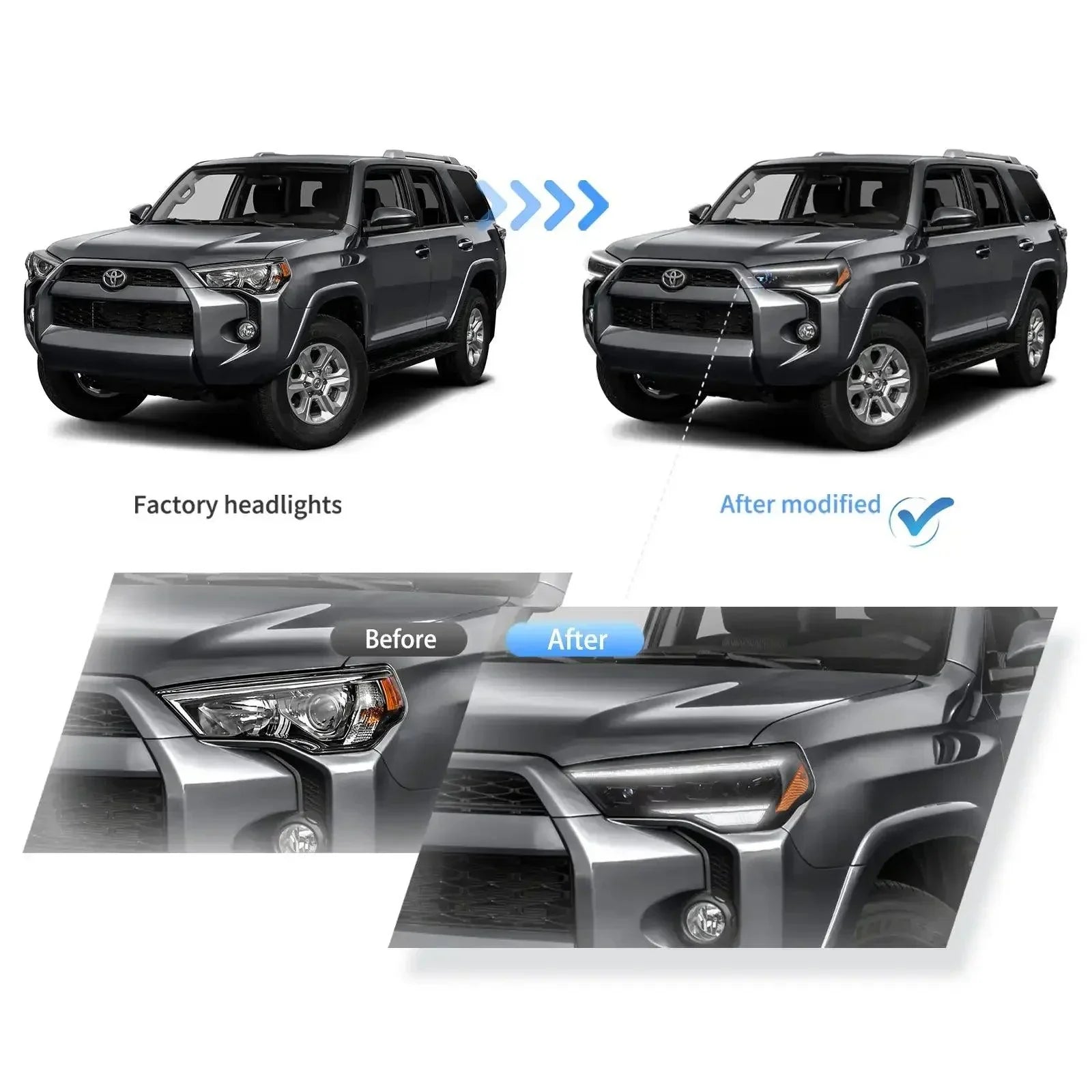 LED bloc optique avant 4Pcs Projector Upgrade pour 2014-2024 Toyota 4Runner – vue 6