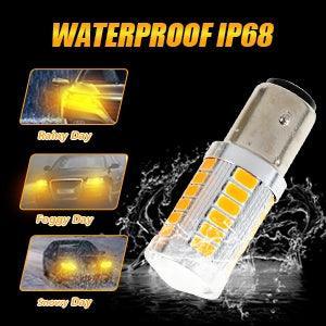 1157 BAY15D LED Side Maker/clignotant Rear/Front Light Bulbs 20W 4000LM 3500K orange 33LED série – 2 ampoules – vue 9