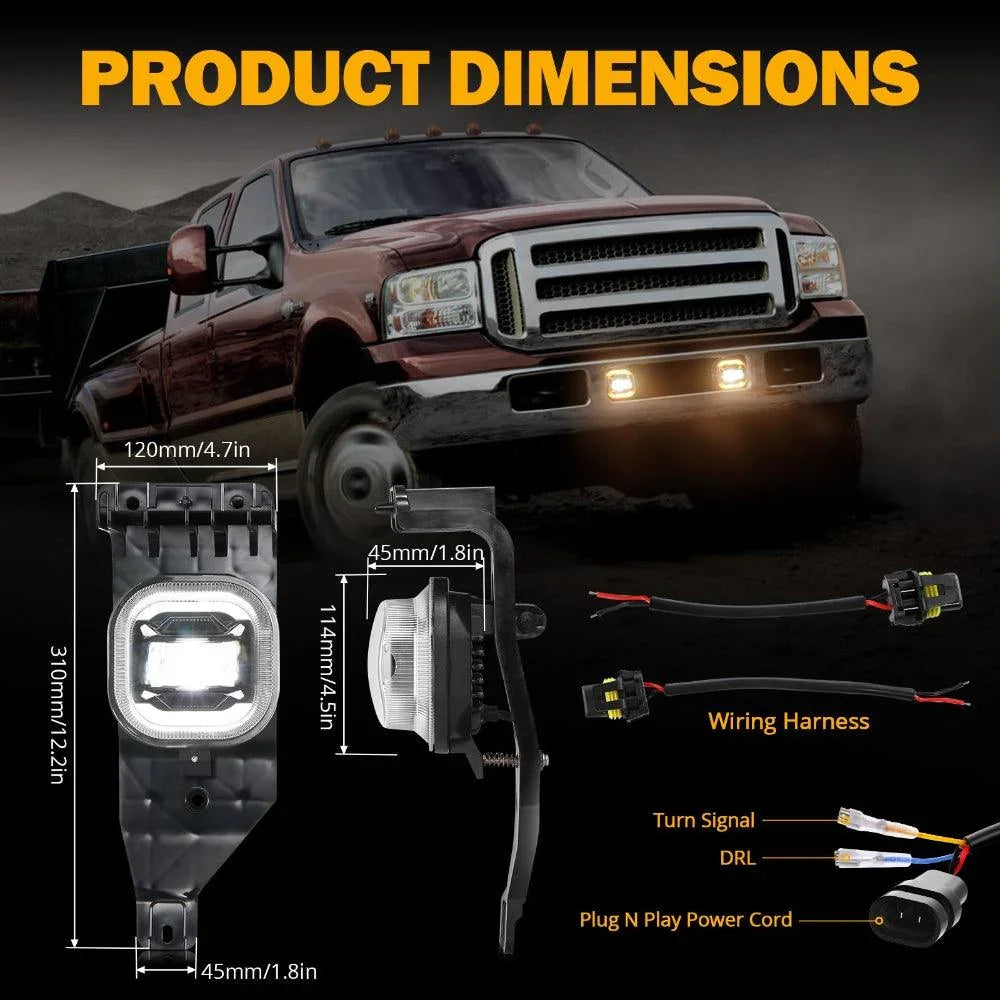 LED Fog Lights avec blanc DRL & orange Turn Signals pour FORD F250 F350 F450 F550 Super Duty 2005 2006 2007 – vue 8