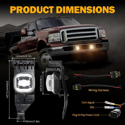 LED antibrouillards avec blanc DRL & orange clignotant pour Ford F250 F350 F450 F550 Super Duty 2005 2006 2007 – vue 8