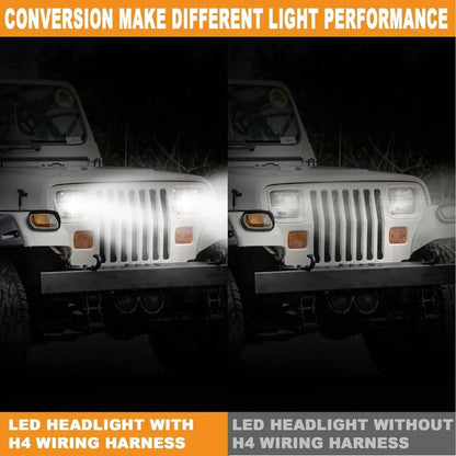 7×6″ phares LED à projecteur + H4 LED phare Brightness Intensifier faisceau électrique pour Jeep Wrangler YJ XJ MJ – vue 8