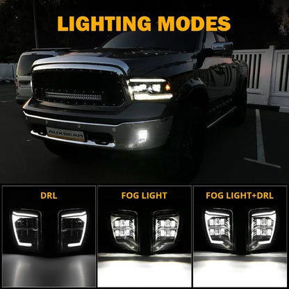 Lot de 2 homologation DOT LED antibrouillards avec DRL pour 2013–2018 Dodge Ram 1500 – vue 2 – NOVADOMIO