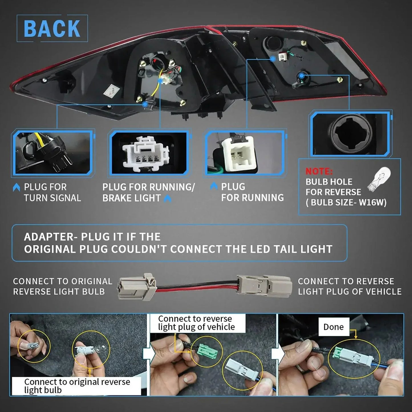 LED bloc de feux arrière avec Sequential clignotant pour 2013-2017 Honda Accord 9th Gen Sedan – vue 12