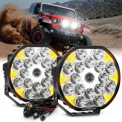 360 Ultra série 8.5″ 220 W LED Spot feu longue portée tout-terrain avec blanc DRL&orange clignotant – NOVADOMIO