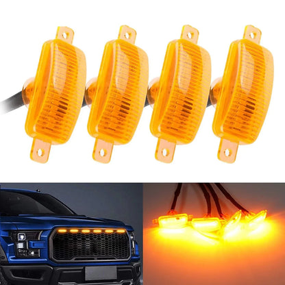 Lot de 4 LED avant feux de calandre de capot style Raptor orange éclairage pour pick-up tout-terrain SUV (orange Shell/