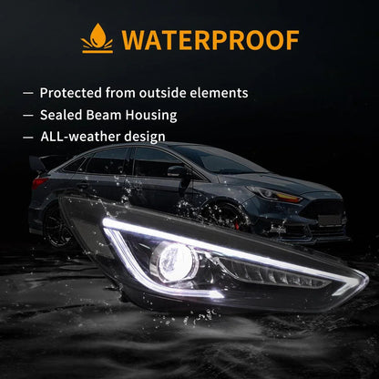 LED bloc optique avant projecteur double faisceau noir pour 2015–2018 Ford Focus 3th Gen Mark III Facelift – vue 12