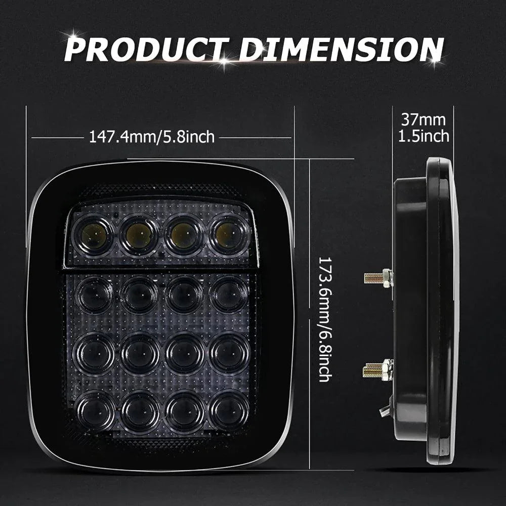 (2pcs/set) Universal Tail Lights 16LEDs pour Jeep Wrangler YJ TJ CJ Truck Trailer Boat (Smoked) – vue 9