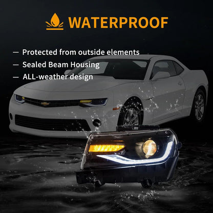 LED bloc optique avant projecteur double faisceau noir pour 2014–2015 Chevrolet Camaro – vue 7 – NOVADOMIO