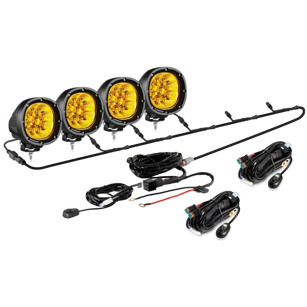 P4 série | 4 Inch 90W 9000LM Round LED Driving Lights Flood orange Pod Lights – vue 20