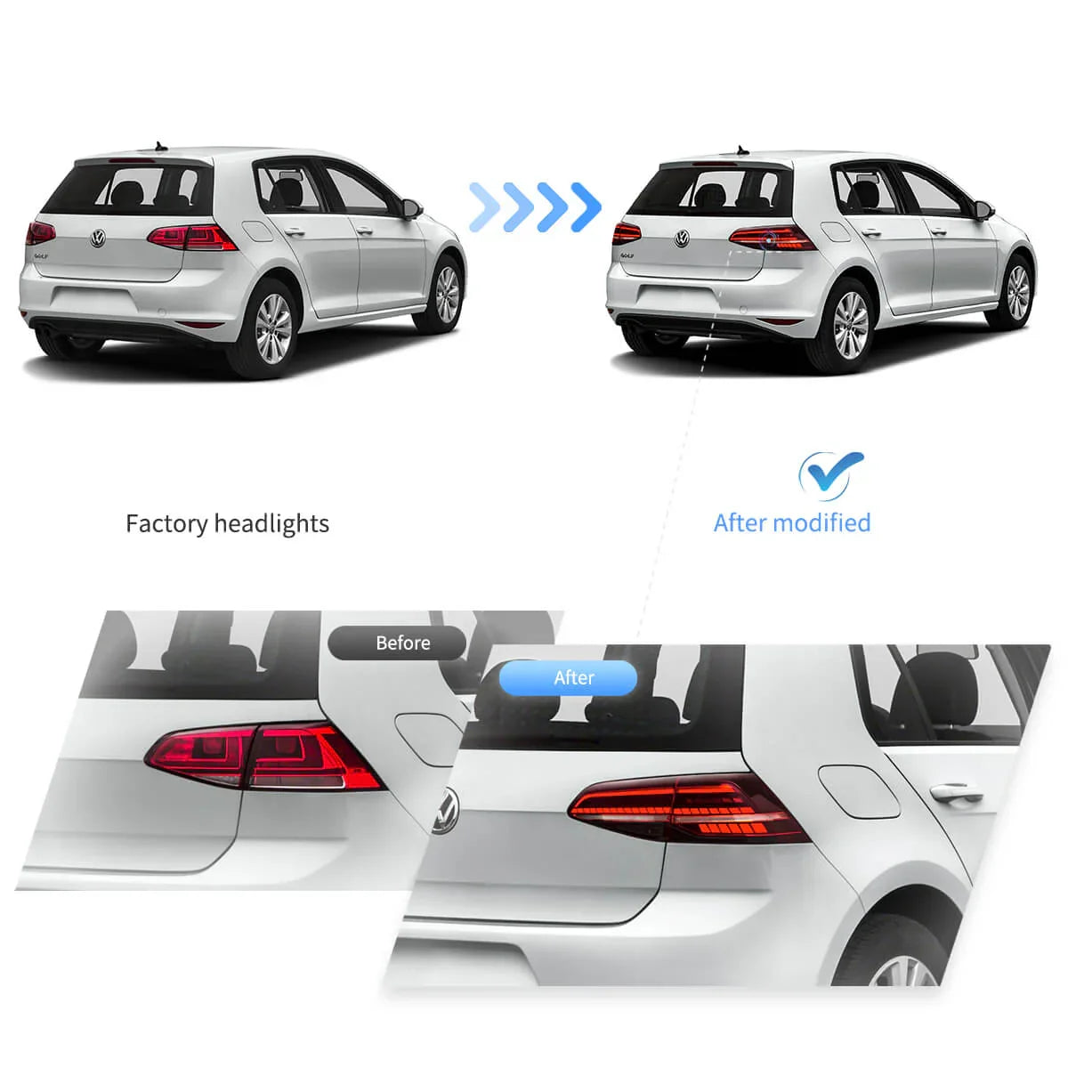LED bloc de feux arrière avec Sequential clignotant pour 2013-2021 Volkswagen Golf MK7 MK7.5 Hatchback – vue 8