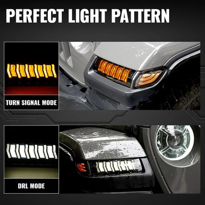 Upgraded extensions d’ailes feux, LED séquentiel clignotant clignotant avec DRL pour Jeep Wrangler JL Gladiator JT – vue 2