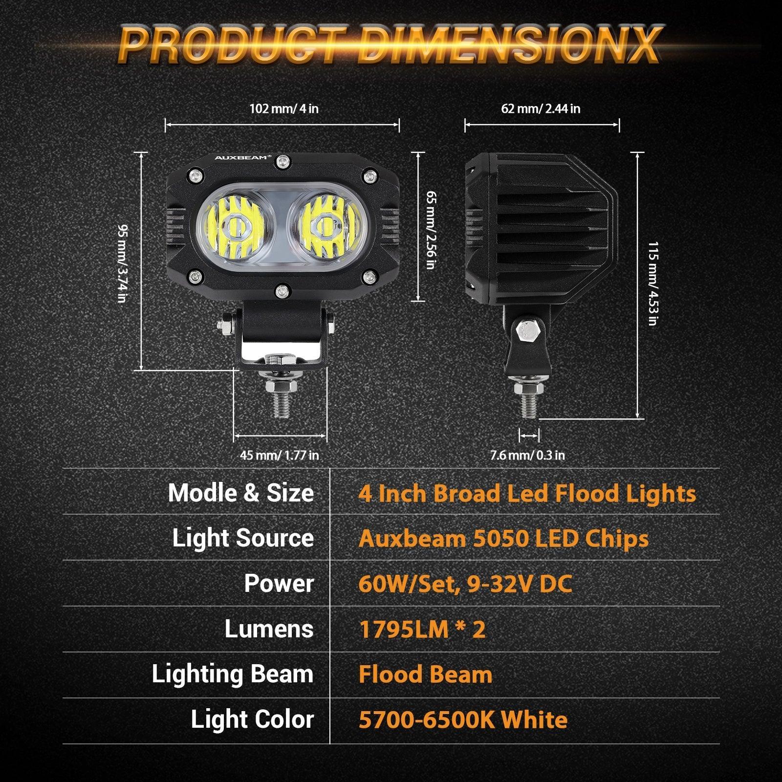 R4 série | 4 Inch 60W Corrugated Lens 120° Wide Beam LED Pods Lights – vue 7