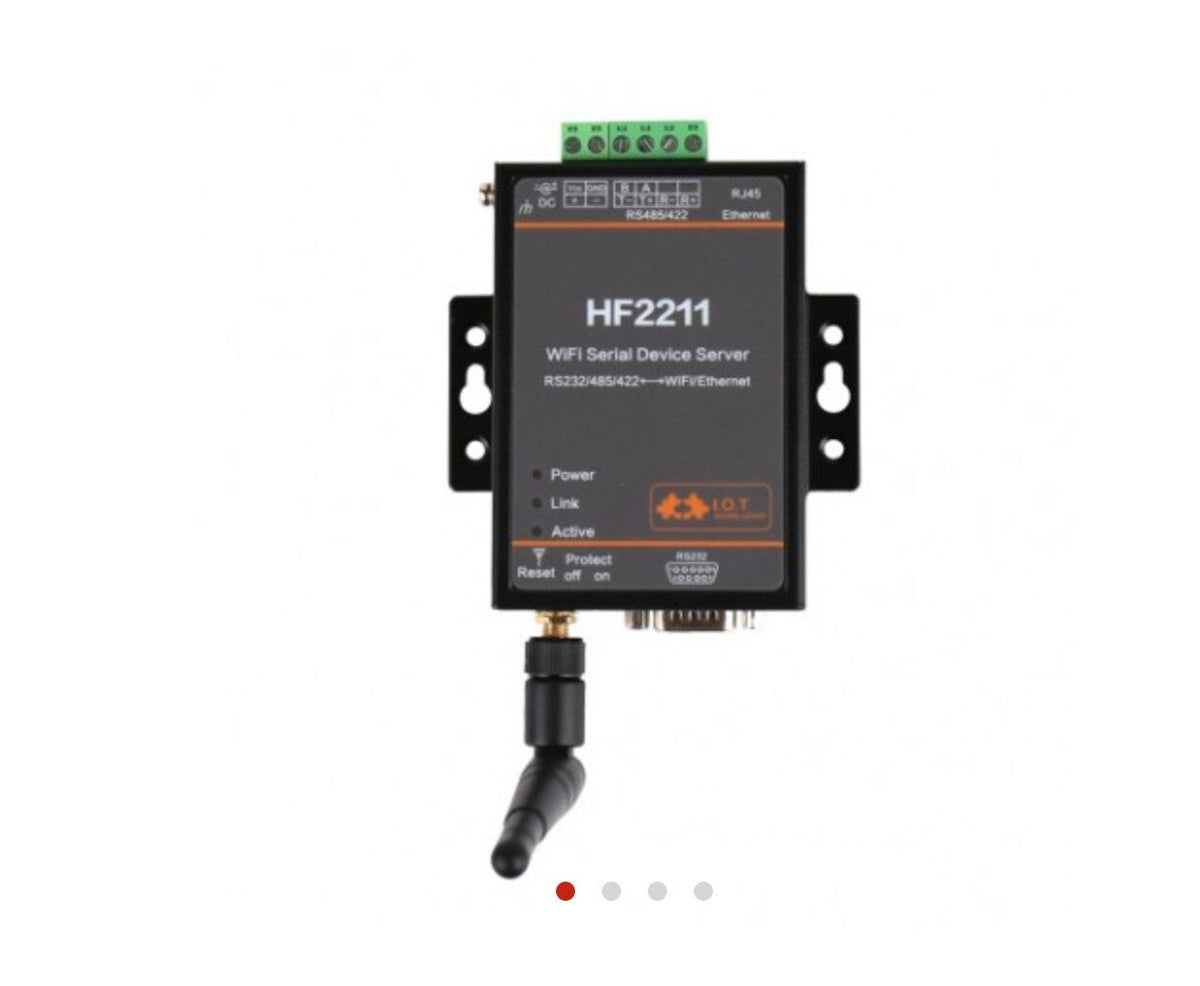 HF2211 WiFi périphérique série serveur RS232 / 485 / 422 + adaptateur câble série antenne – vue principale