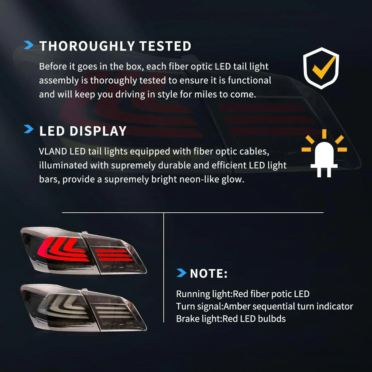 LED bloc de feux arrière avec Sequential clignotant pour 2013-2017 Honda Accord 9th Gen Sedan – vue 13