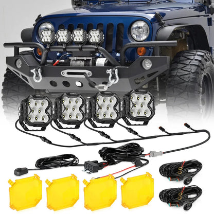 CUBE-Z série 4″ Projecteurs LED compacts tout-terrain avec blanc DRL & feux clignotants orange – vue 24 – NOVADOMIO