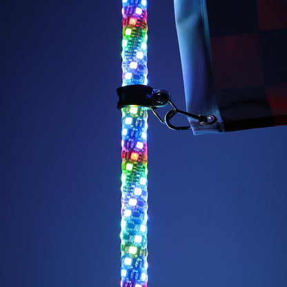 3FT/4FT RGB LED fouet LED avec commande Bluetooth & universel mât lumineux support d’éclairage pour tous les UTVs avec 1.75″