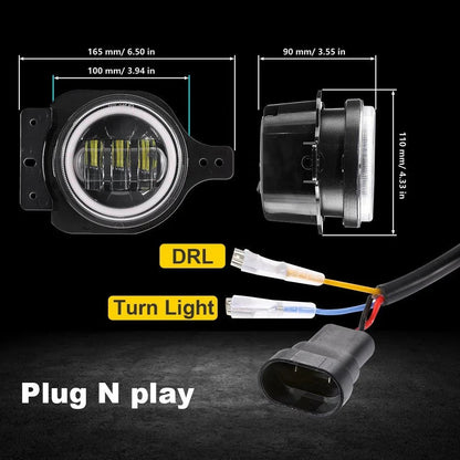 9″ rond 100 W phares LED avec DRL & 4″ 30 W LED antibrouillards pour 2018–2022 Jeep WRANGLER JL – vue 9 – NOVADOMIO