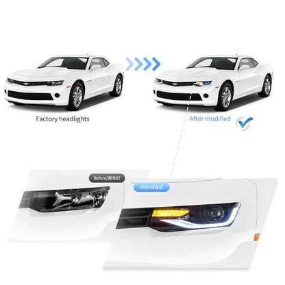 LED bloc optique avant projecteur double faisceau noir pour 2014–2015 Chevrolet Camaro – vue 9 – NOVADOMIO