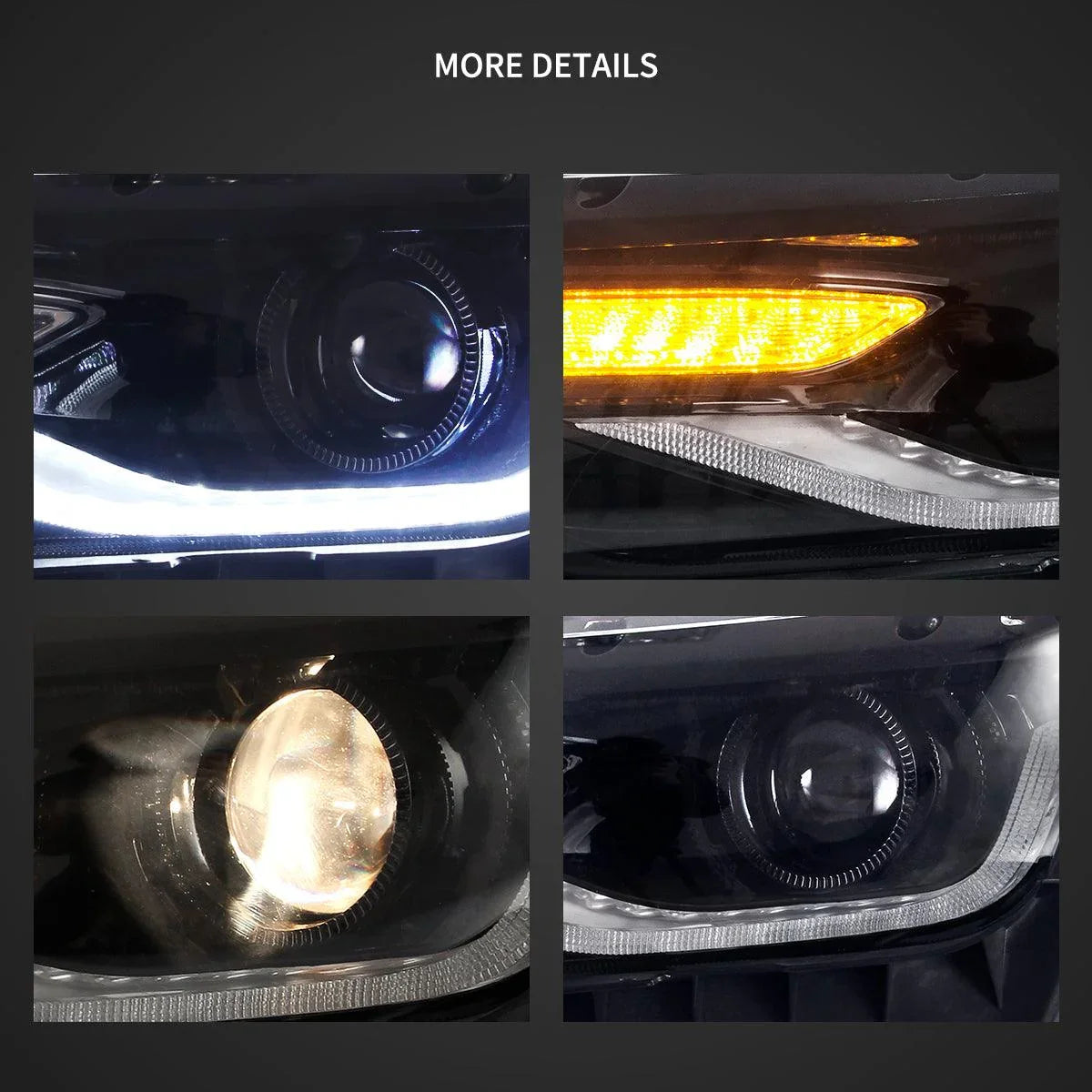 LED bloc optique avant Dual Beam Projector noir pour 2014-2015 Chevrolet Camaro – vue 5