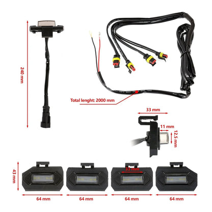 Lot de 4 LED avant feux de calandre lumière blanche pour Toyota Tacoma 2020–2021 TRD tout-terrain/TRD Sport (boîtier fumé)