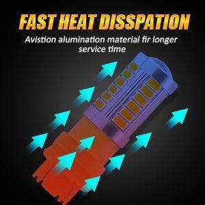 T25 3157 3156 Ampoules LED pour clignotants avant/arrière et feux latéraux 20W 4000LM 3500K orange 33LED série – 2 ampoules