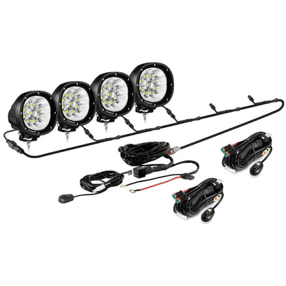 P4 série | 4″ 90 W 9 000 lm rond LED feux longue portée Flood blanc projecteurs LED compacts – vue 20 – NOVADOMIO