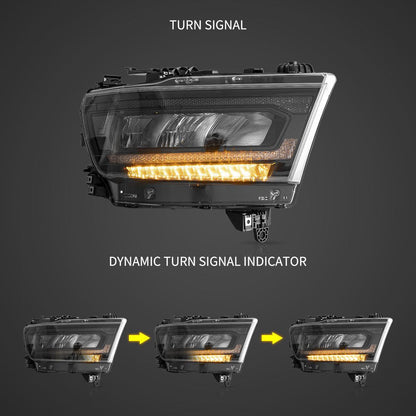 LED bloc optique avant Reflection Bowl chromé pour 2019–2023 Dodge Ram 1500 5th Gen (DT) – vue 4 – NOVADOMIO