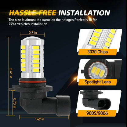H10 9145 9140 HB3 LED Fog Light/DRL 50W 4000LM jaune doré 33LED série – 2 ampoules – vue 3 – NOVADOMIO
