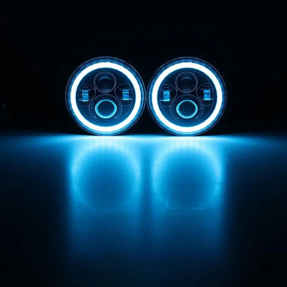 Upgraded 7″ rond LED phare avec RGB anneau Halo pour Jeep Wrangler JK TJ LJ – vue 13 – NOVADOMIO