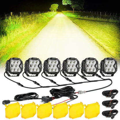 CUBE-Z série 4″ Projecteurs LED compacts tout-terrain avec blanc DRL & feux clignotants orange – vue 22 – NOVADOMIO