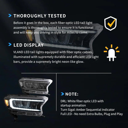 LED bloc optique avant Reflection Bowl pour 2015–2022 Ford Ranger 3th Gen P375 [Internation Types] – vue 6 – NOVADOMIO