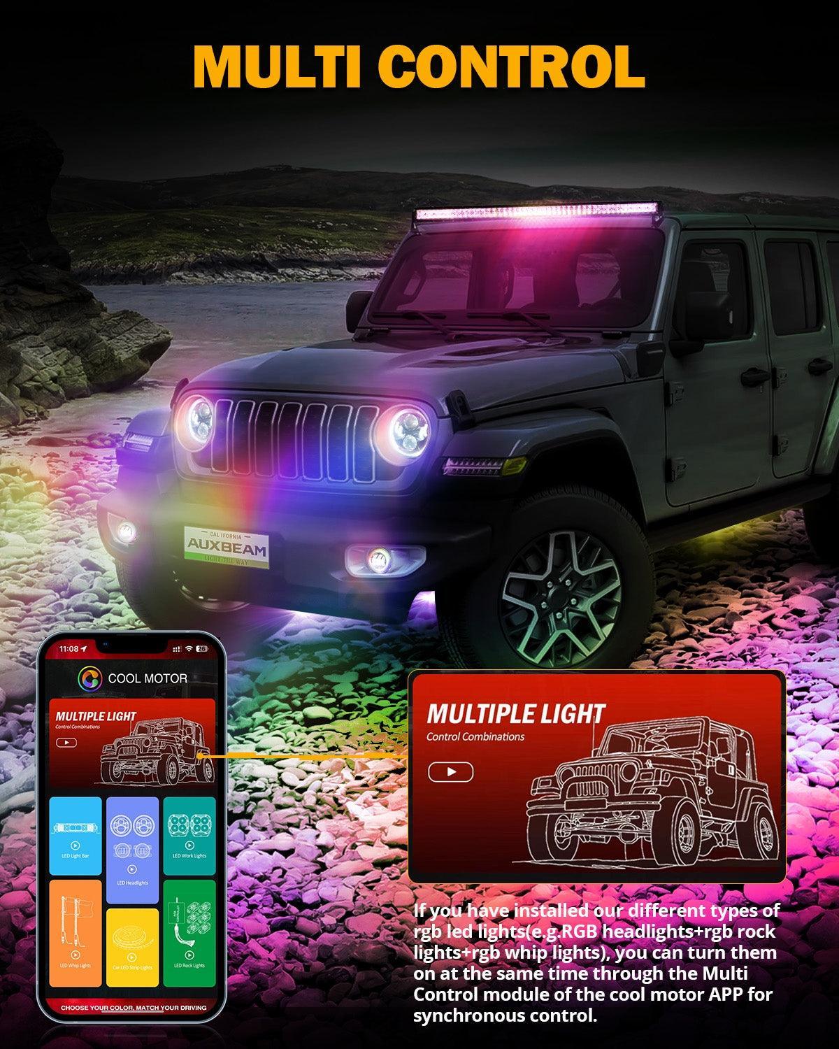 Upgraded 9 Inch Round LED Headlight avec RGB Halo Ring pour Jeep Wrangler JL – vue 5