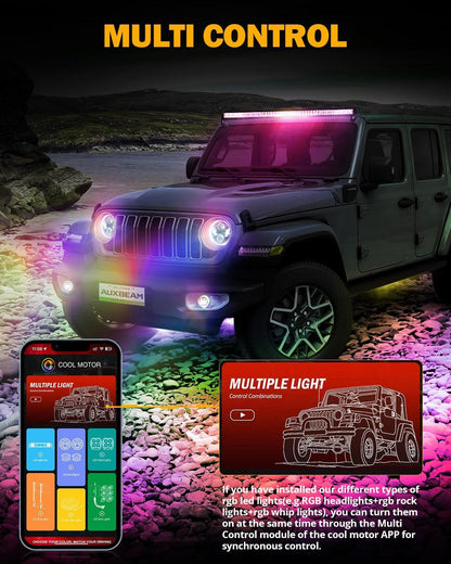 Upgraded 9″ rond LED phare avec RGB anneau Halo pour Jeep Wrangler JL – vue 5 – NOVADOMIO