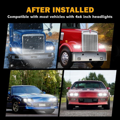 4×6 phares LED Rectangular phares avec DRL High feux de croisement homologation DOT pour Peterbil Kenworth Freightliner Ford
