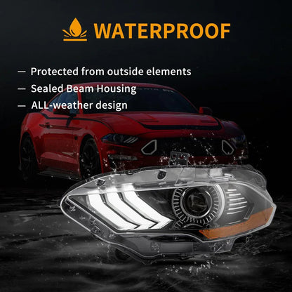 LED bloc optique avant projecteur double faisceau noir pour 2018–2024 Ford Mustang 6th Gen Facelifted – vue 7 – NOVADOMIO