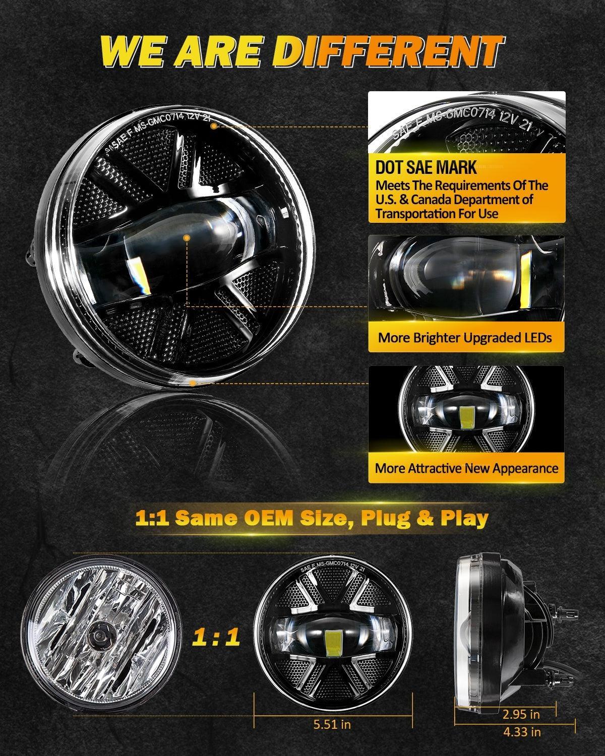 (2pcs/set) 48W LED Fog Lights DOT Approved pour 2007-2013 GMC Sierra 1500 / 2007-2014 Sierra 2500HD 3500HD (noir) – vue 3